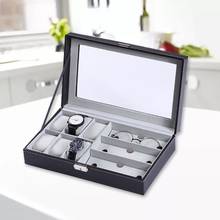 Multi-grids PU Leather Watch Storage Box Jewelry Bracelet Case Glasses Organizer 2024 - buy cheap