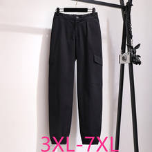 New 2021 Spring Autumn Plus Size Haren Pants For Women Large Loose Casual Cotton Black Pocket Long Trousers 3XL 4XL 5XL 6XL 7XL 2024 - buy cheap