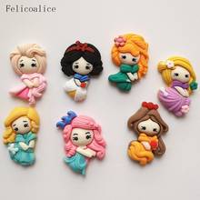 8 pçs kawaii flatback resina adorável dos desenhos animados princesa charme pingentes para diy decoração de cabelo brinco caso telefone acessório 2024 - compre barato