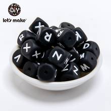 Let's Make 500pc Black Silicone Alphabet Letter Beads 12mm BPA Fress Silicone Teether DIY Teething Necklace Bead Nursing Pendant 2024 - buy cheap