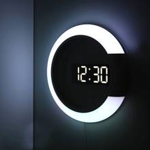 3D LED Digital Table Clock Alarm Mirror Hollow Wall Clock 7 Colors Modern Temperature Date Nightlight For Home Living Room Decor 2024 - buy cheap