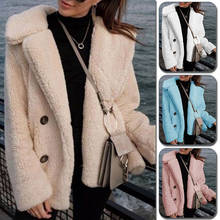 Winter Spring Solid Color Faux Fur Cardigan Coat Turn-down Collar Teddy Fleece Button Jacket Fashion Warm Lapel Outwear XXL 2024 - buy cheap