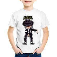 Детская забавная футболка с рисунком Майкла Джексона, детские летние топы в стиле рок-н-ролл, повседневная одежда для маленьких мальчиков и девочек, oHKP5144 2024 - купить недорого