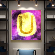 Pintura abstrata moderna em aquarela, posteres e impressões de arte em parede, ouro e roxo, imagem abstrata para decoração de sala de estar 2024 - compre barato