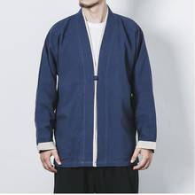 2019 Men Open Stitch Oversize Vintage Jackets Mens Chinese Style Solid Fashion Coat Clothes Male Autumn Navy Blue Jackets 2024 - buy cheap