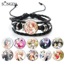 Japan Anime IDOLISH7 Boys Girls Leather Bracelets Beaded Glass Cabochon Multi Layer Adjustable Black Hand Strap Teens Child Gift 2024 - buy cheap