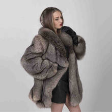 FURSARCAR-abrigo de piel de zorro para mujer, abrigo de piel auténtica Natural, de lujo, para invierno 2024 - compra barato