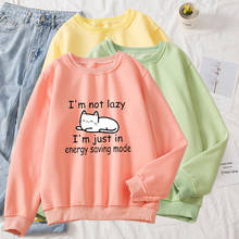 Harajuku Kawaii Womens Hoodies Long Sleeve O Neck Plus Size Women Cotton Sweatshirt Cat Print Letter Korean Style Sudaderas 2024 - buy cheap