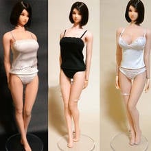 Conjuntos de ropa interior Sexy a escala 1/6, lencería para niña, camisola, bragas, camisola de encaje, traje de Color blanco y negro, modelo para cuerpo de 12 pulgadas 2024 - compra barato