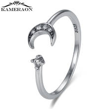 925 Sterling Silver Ring Finger Moon Star CZ Cocktail Opening Rings Vintage Gift Jewelry for Female Women 2021 Fine Jewelry 2024 - buy cheap
