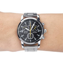 Relógio esportivo masculino quartzo neutro, relógio de pulso analógico com pulseira de aço casual 2024 - compre barato