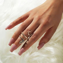 Anéis em formato de cobra retrô para mulheres, punk, exagaado, anel aberto, ajustável, moda, acessórios de joias de cristal 2024 - compre barato