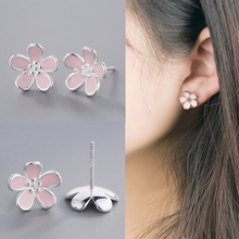 Kinitial New Cherry Blossom Stud Earrings Pink Flower Earrings for Women Statement Earrings Female Boho Brincos Wedding Jewelry 2024 - buy cheap