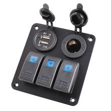New 3 gang dual USB  rocker switch panel with power socket 3.1A for marine boat car Rv 2024 - buy cheap