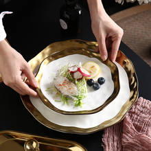 1 шт в минималистском стиле с суповую тарелку, производство Китай черный, белый цвет Керамика тарелка для риса с золотой каймой столовая посуда тарелка для пасты декоративная круглая пластина 2024 - купить недорого