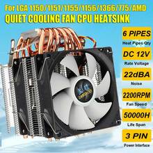 6 Heat Pipes CPU Cooler Dual-side Fan Cooler Quiet Cooling Fan Heatsink Radiator for LGA 1150/1151/1155/1156/1366/775 for AMD 2024 - buy cheap