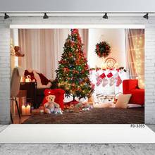 Cortina branca de árvore de natal para sala de estar, fotografia, pano de fundo personalizado para crianças, chá de bebê, fotochamada, fond fotografia 2024 - compre barato