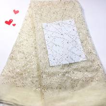 2021 High Quality French Tulle Beaded African Lace Fabric Sequins Embroidered Nigerian Lace Fabrics For Wowen Dress M32271 2024 - buy cheap