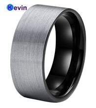 Pulseira de casamento preta masculina e feminina de tungstênio anel preto banda plana 8mm ajuste confortável 2024 - compre barato