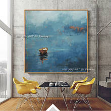 100% Handmade Boat Oil Painting On Canvas New Modern High-end Lake Scenery Paintings Skill Artist Home Decoration Wall Art 2024 - buy cheap