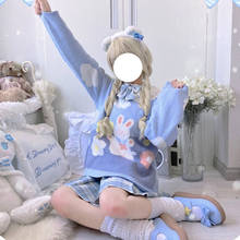 Japanese Full Sleeve Knitting Sweater Women Kawaii Sweet Rabbit Cartoon Print Soft Girl Sweater Cute Vintage Lolita Pullover Top 2024 - buy cheap