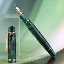 Nova moonman 800 resina caneta fonte alemanha importado n. ° 6 bock nib 35 #0.5mm com conversor verde clipe de ouro caneta presente escrita 2024 - compre barato