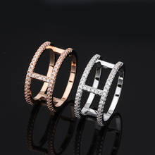 Anéis geométricos brilhantes cor de prata, micro zircônio para mulheres presente moderno zk40 2024 - compre barato