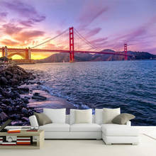 3D Wallpaper Romantic Seaside Landscape Sunset Bridge Photo Wall Murals Living Room Restaurant Cafe Creative Background Wall 3 D 2024 - buy cheap