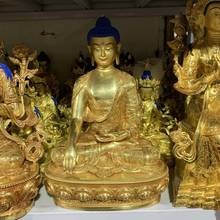 31CM large  High grade gold gilding Tibet Guru Sakyamuni Buddha brass statue HOME family effective protection 2024 - buy cheap