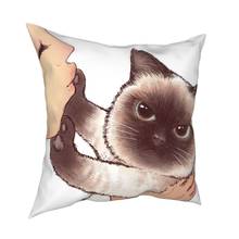 Funda de almohada con estampado de gato siamés, cubierta de cojín con dibujos animados de animales Pop-art para sofá, pintura de Humor, mascotas, gatitos 2024 - compra barato