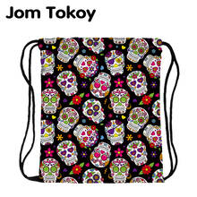 JomTokoy New Fashion  Skull Printing Drawstring Bag Sports Waterproof Backpack Bundle Pocket  Men Women 2024 - buy cheap