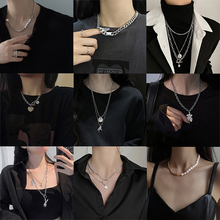 17 Styles Twin Multi-layer Necklace Women's Hip Hop Sweater Chain Fashion Punk Sweater Chain Personal Influencer Necklace 2024 - buy cheap