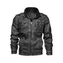 Men's leather jacket  autumn new windproof leather coats Causal motorcycle Vintage PU leather jackets 2024 - buy cheap