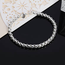 925 Sterling silver Bracelet round box 8inches 20cm beautiful fashion for women Men wedding chain Jewelry High quality 2024 - buy cheap