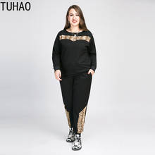 TUHAO Plus Size 8XL 7XL 6XL 5XL 2020 Leopard Print Two Piece Set Tracksuit Women Suits Feminino Sweatshirt Sets Outfits WM38 2024 - buy cheap