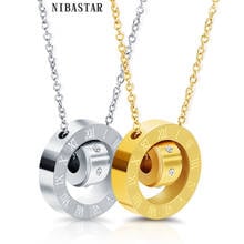 Fashion Jewelry 316L Stainless Steel love double crystal Pendant Necklace for women 2024 - buy cheap