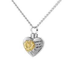 Vintage Sunflower Ash Necklace Forever In My Heart Cremation Ash Heart Locket Necklace  Sweater Chain Women Men Jewelry 2024 - buy cheap