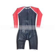 Front Zip Male Latex Rubber Sexy Catsuit Long Sleeves But Short Legs Bodysuit Latex Fetish Party Suit S-LCM180 2024 - buy cheap