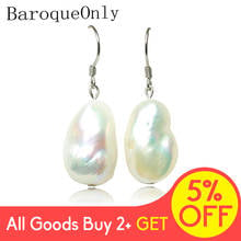 BaroqueOnly-pendientes colgantes de perlas color blanco barroco, de 10-16mm, Plata de Ley 925, clásico bonito, joyería ECF 2024 - compra barato