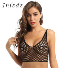Womens Sexy Lingerie Bra Top Erotic Hollow Out Netted Adjustable Spaghetti Shoulder Straps Nipples Hollow Out Longline Bra Tops 2024 - buy cheap