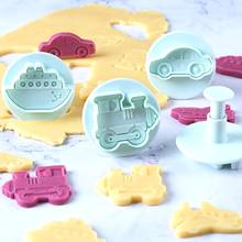 4Pcs/set Airplane, Vehicle,Tank, Car Shape Plastic Biscuit Cookie Cutters Fondant Pastry Mold Cake Decorating Tools Candy Molds 2024 - buy cheap