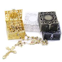 Rosary Bead Box Necklace Metal Christian Catholic Religious Jewelry Case Storage 2024 - buy cheap