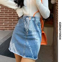 Genayooa Letter Tie Dye Mini Jeans Skirt Women Streetwear High Waist A Line Denim Skirt For Women Harajuku Summer Skirt Korean 2024 - buy cheap