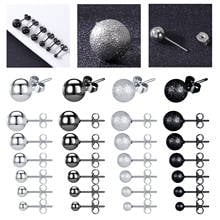 12Pcs/Lot 3-8mm Ball Stud Earrings for Women Stainless Steel Ear Studs Cartilage Earrings Black Silver Plated Matte Ball Earring 2024 - buy cheap