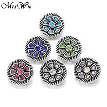 10pcs/lot New 12mm Metal Snap Buttons Jewelry Rhinestone Flower Snaps Fit Snap Bracelet Bangle Pendant 2024 - buy cheap