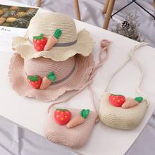 Cute Girls Straw Hat Sun Hat Should Bag Handbag For Tour Beach Outdoor Floral Princess Hats Summer For Party Kid S6U4 2024 - buy cheap