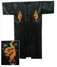 Hot Sale Black Chinese Men's Satin Silk Embroidery Dragon Robe Kimono Bath Gown Dragon Size S M L XL XXL XXXL Free Shipping 2024 - buy cheap