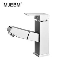MJEBM silver  bathroom Kitchen Basin Faucet Single Handle Pull Out Spray Sink Tap Hot And Cold Water Crane Deck Mount Faucets 2024 - buy cheap