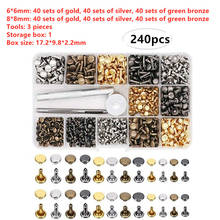 240 Pcs/Set Leather Rivets Double Cap Rivet Tubular Metal Studs for DIY Leather Craft Rivets Rep with Punch Pliers Fixing Set 2024 - buy cheap