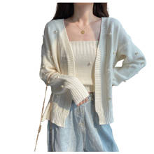YUZACDWX-cárdigan Vintage tejido con cuentas para mujer, suéter, abrigo informal de manga larga, 2 piezas, otoño 2020 2024 - compra barato